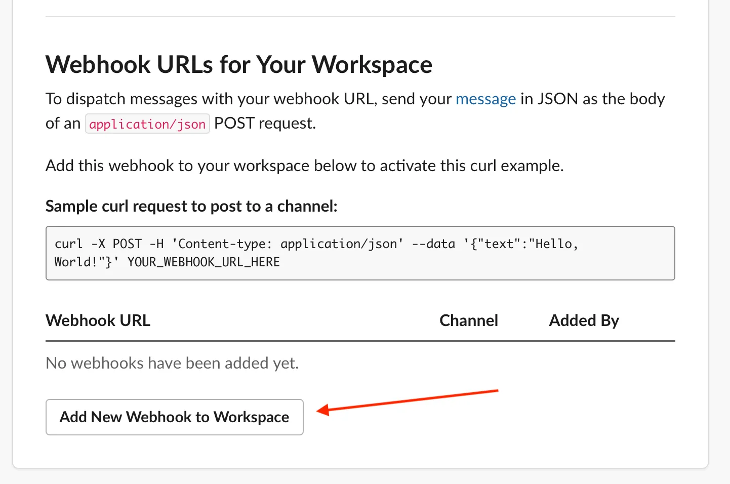 Add new webhook