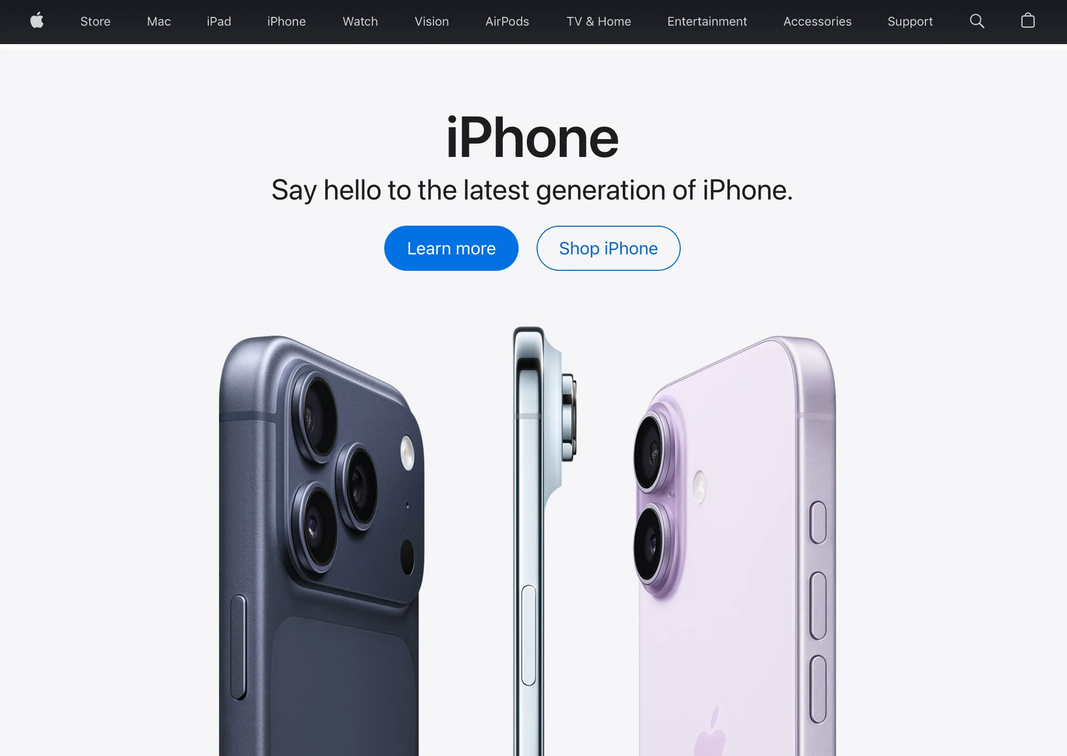 A screenshot of the Apple site