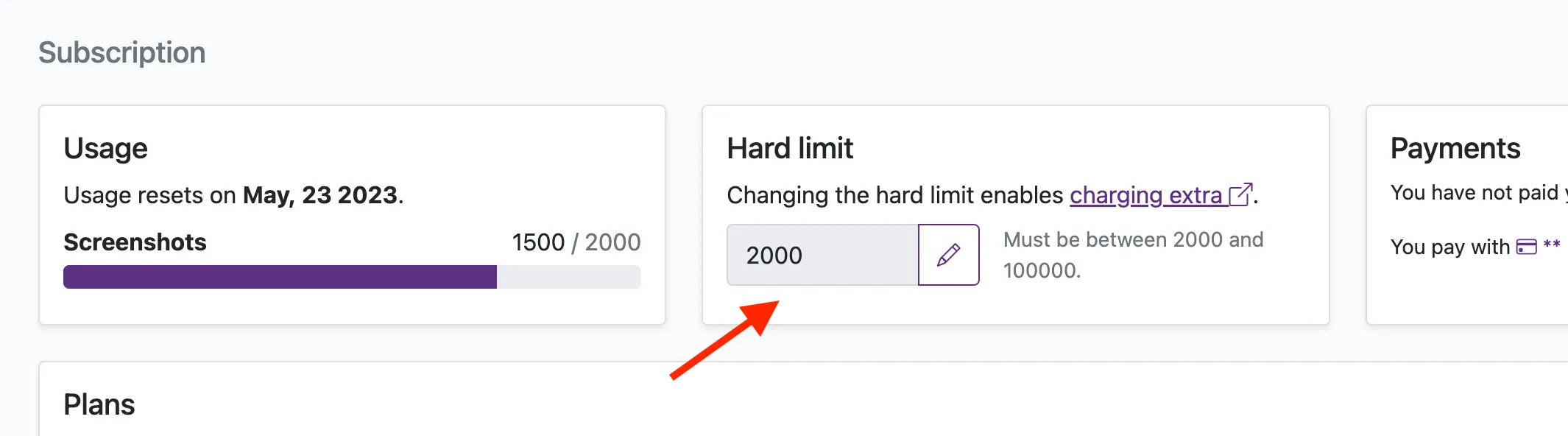 Changing the hard limit