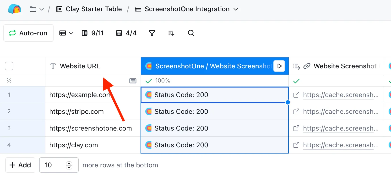 Clay / Create a Website URL column