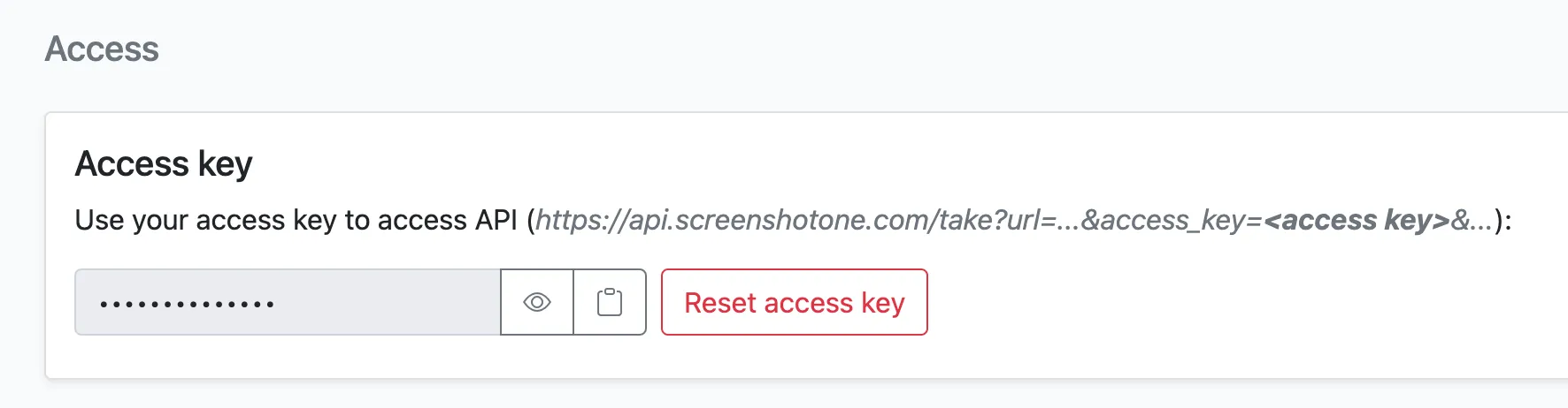 Copy your access key