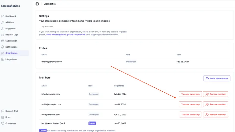 Change organization owner for already subscribed customers