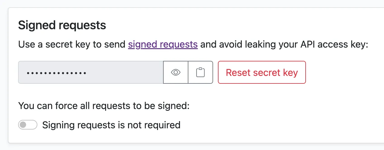 Disable signing requests