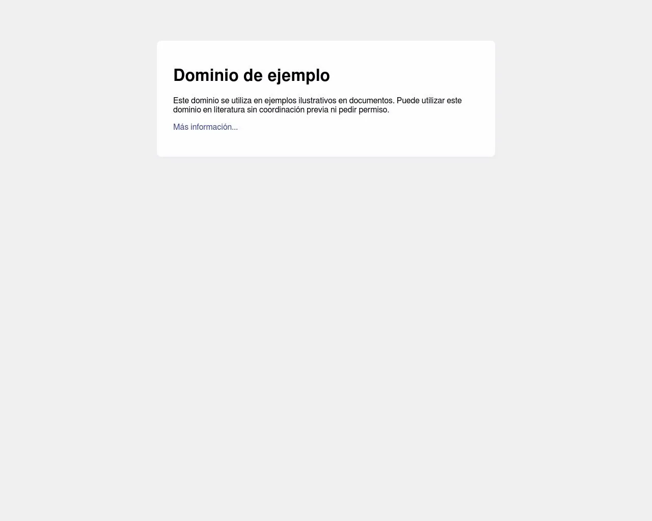 The example.com website rendered in the Spanish language
