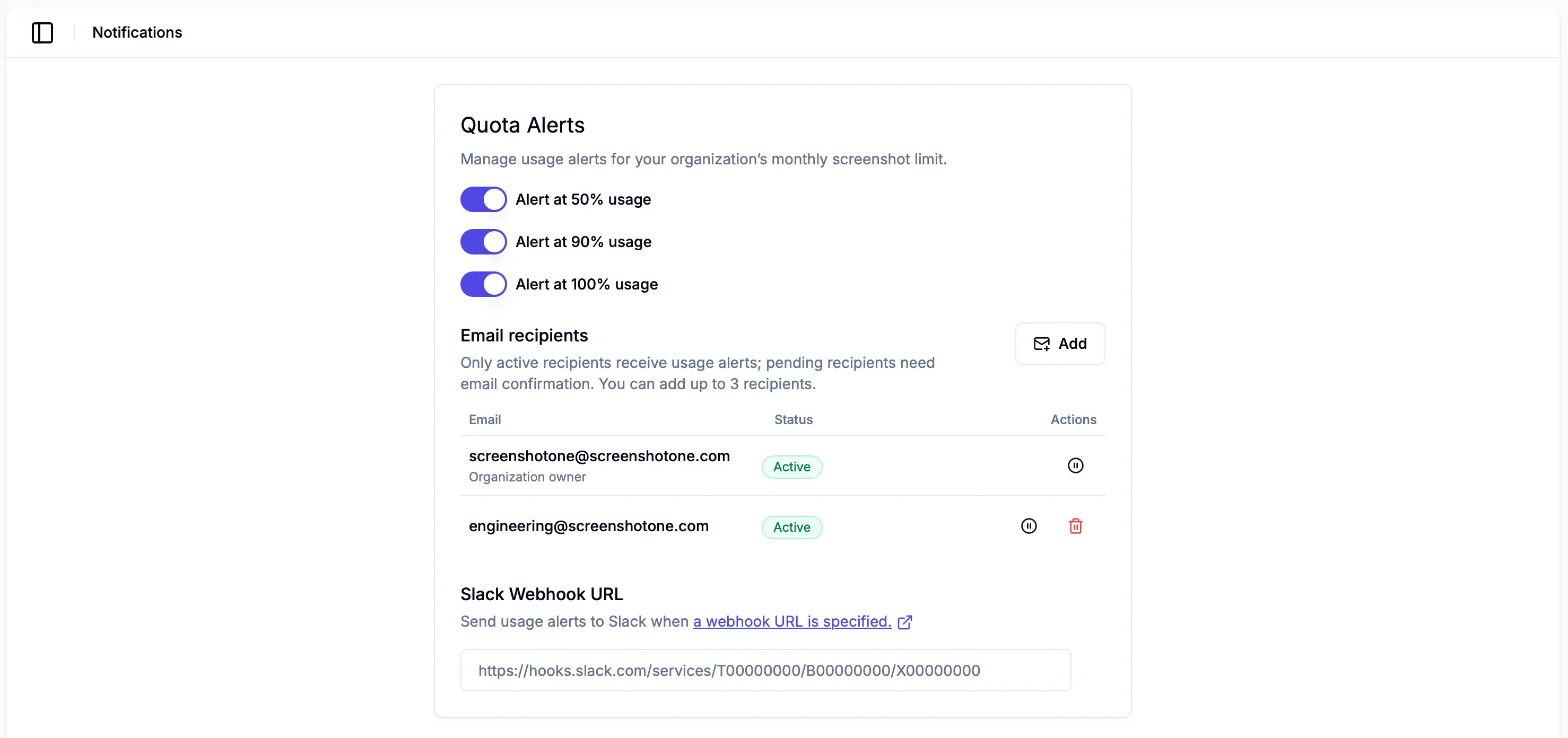 Email notifications