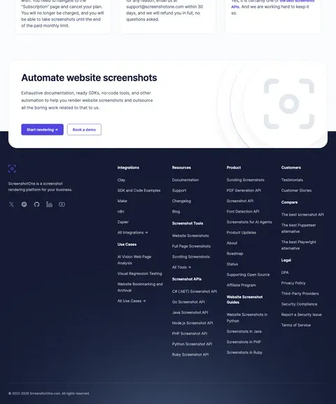 Slice 3 of the ScreenshotOne pricing page