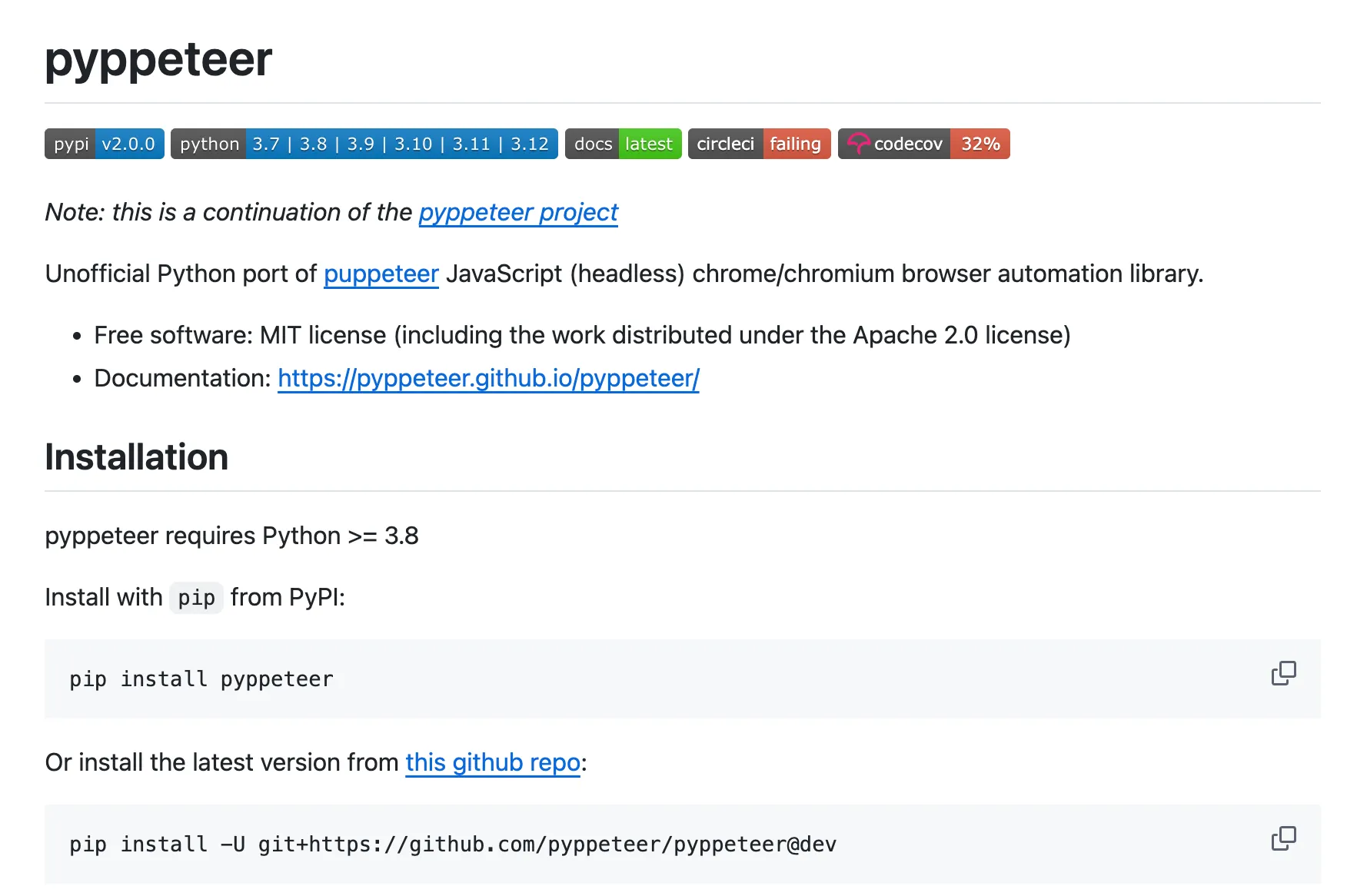 pyppeteer GitHub repository