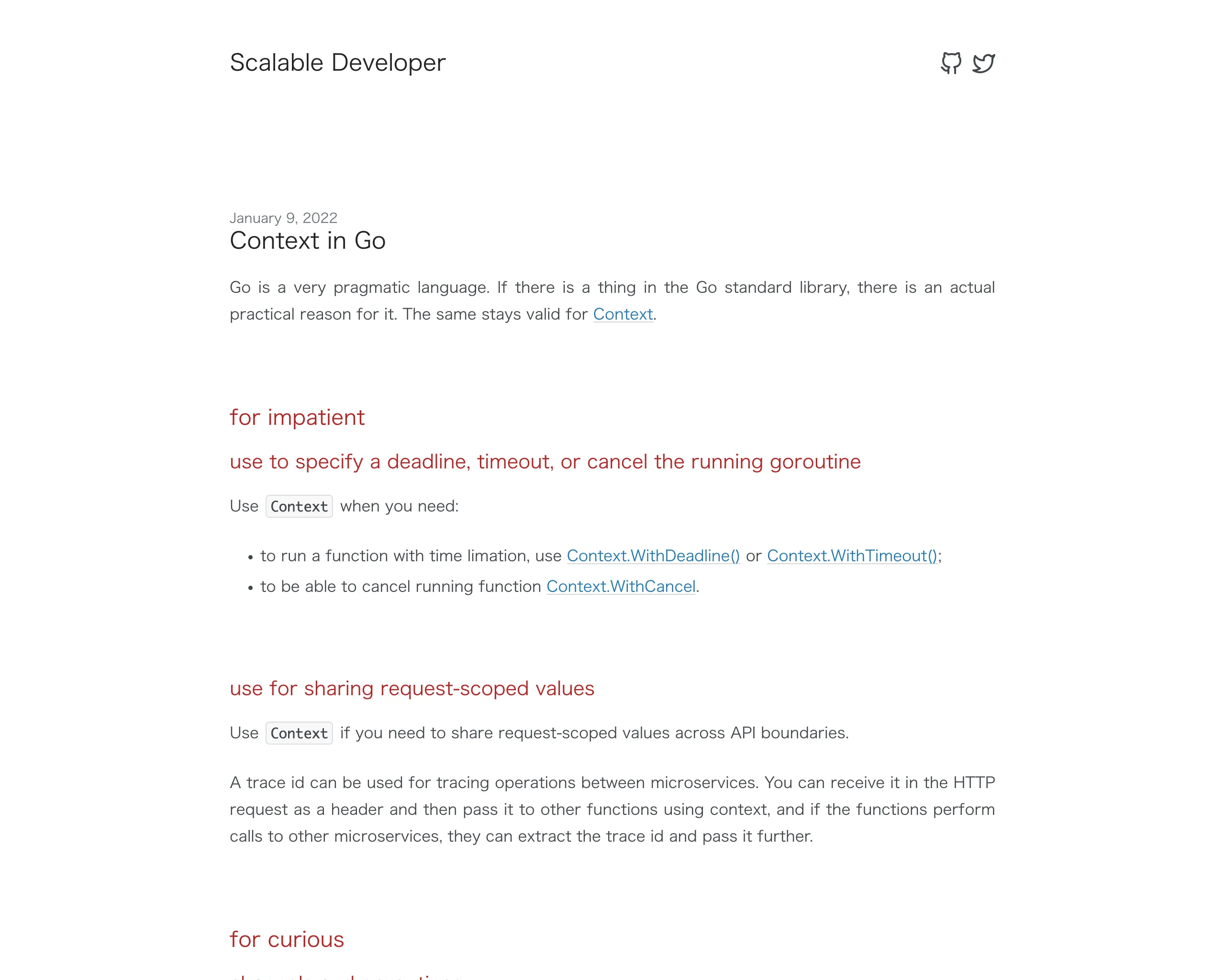 A screenshot of the Scalable Developer site taken by screenshot
API