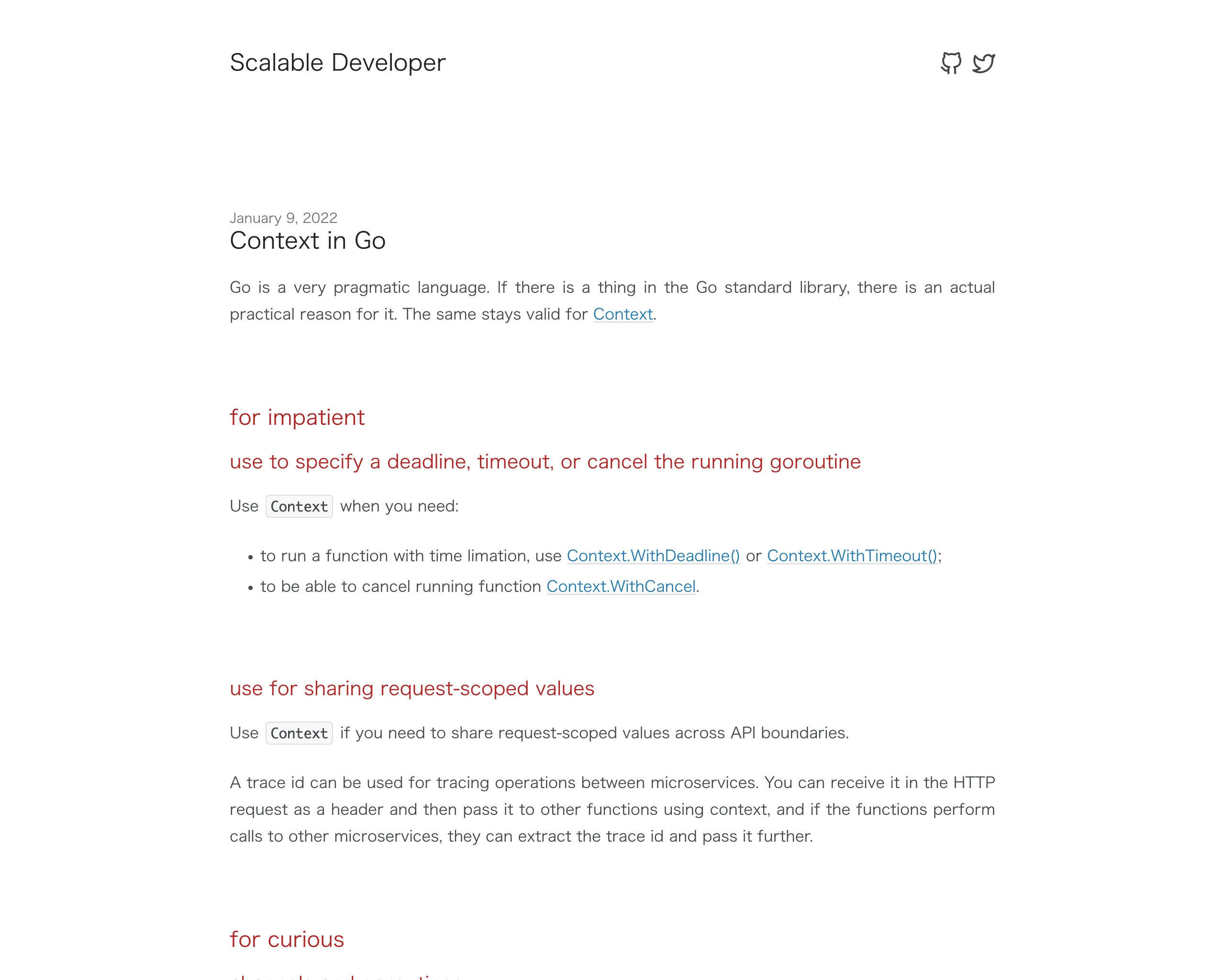 A screenshot of the Scalable Developer site taken by screenshot API