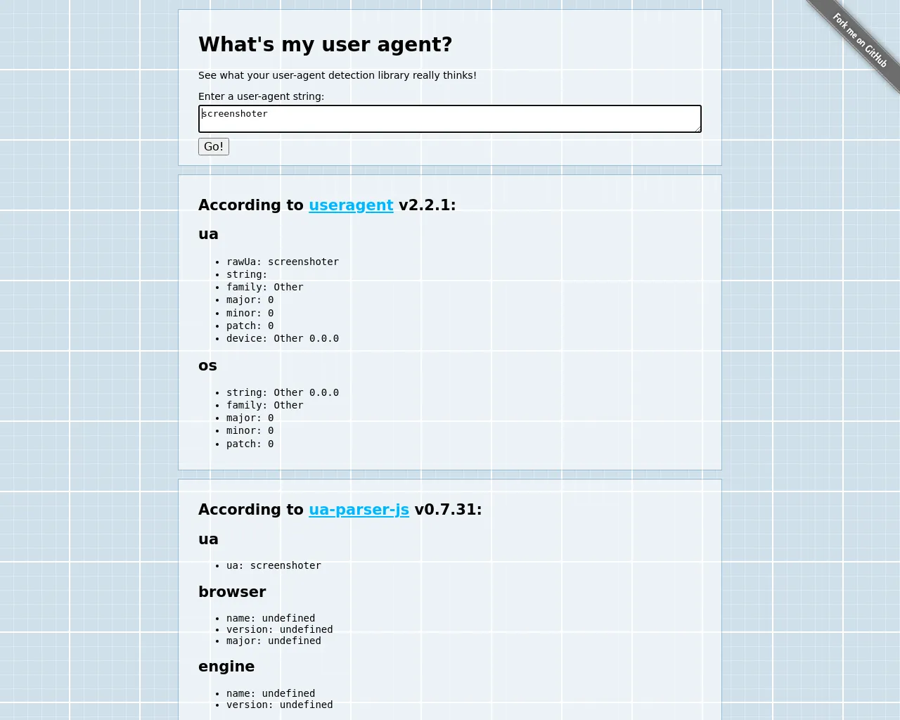 A screenshot with custom user agent by screenshot
API