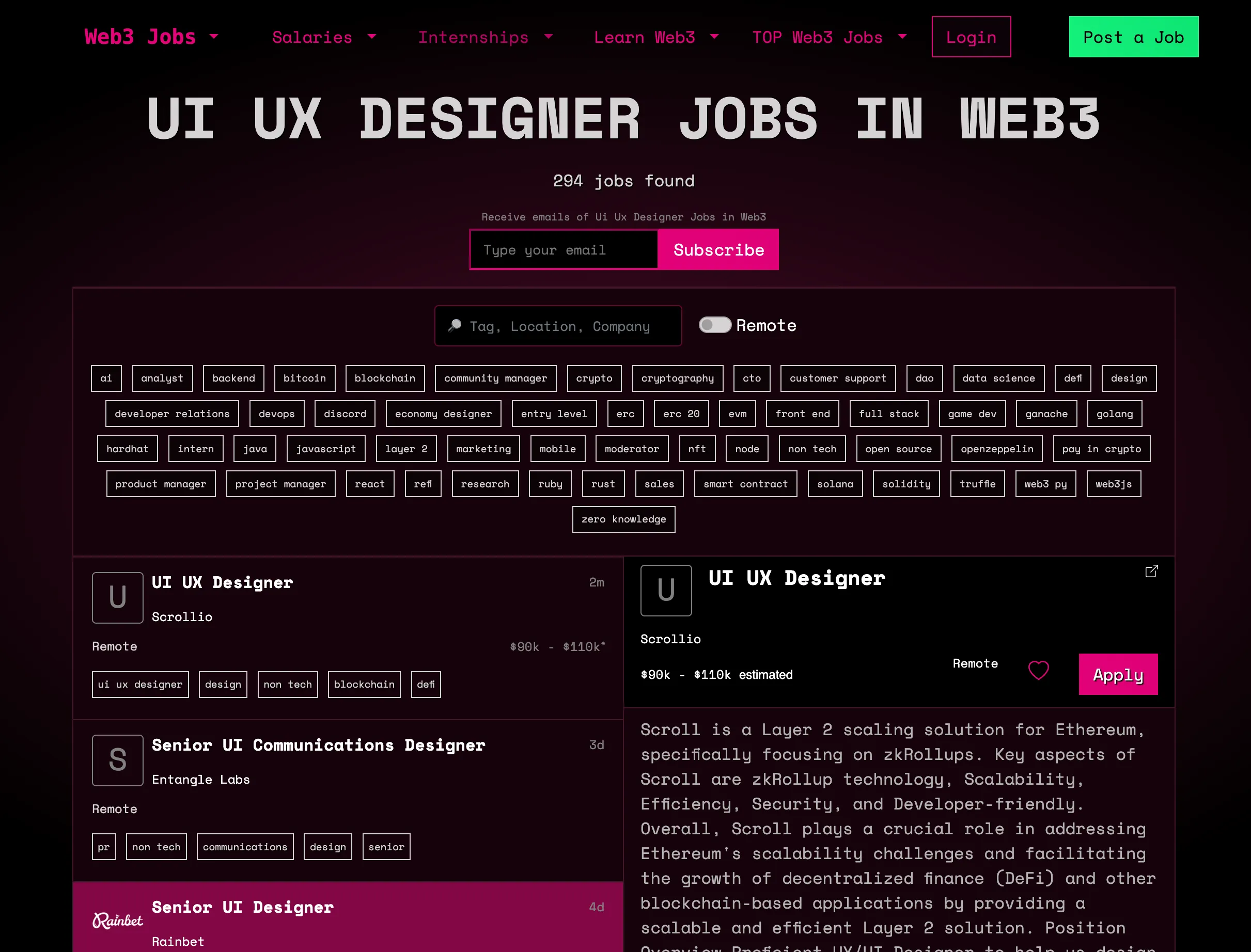 Web3 jobs for UI/UX designers