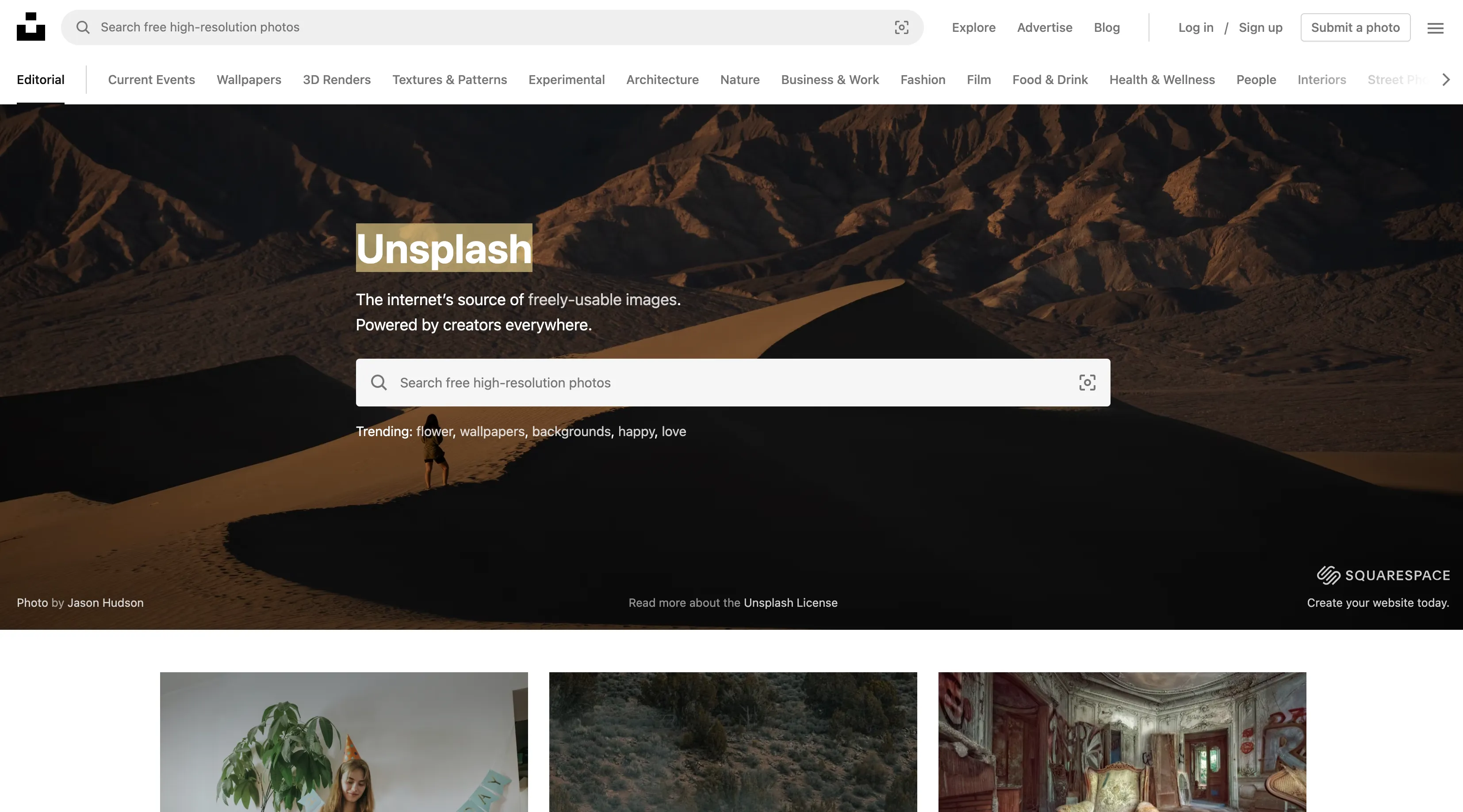 Loading Unsplash with images