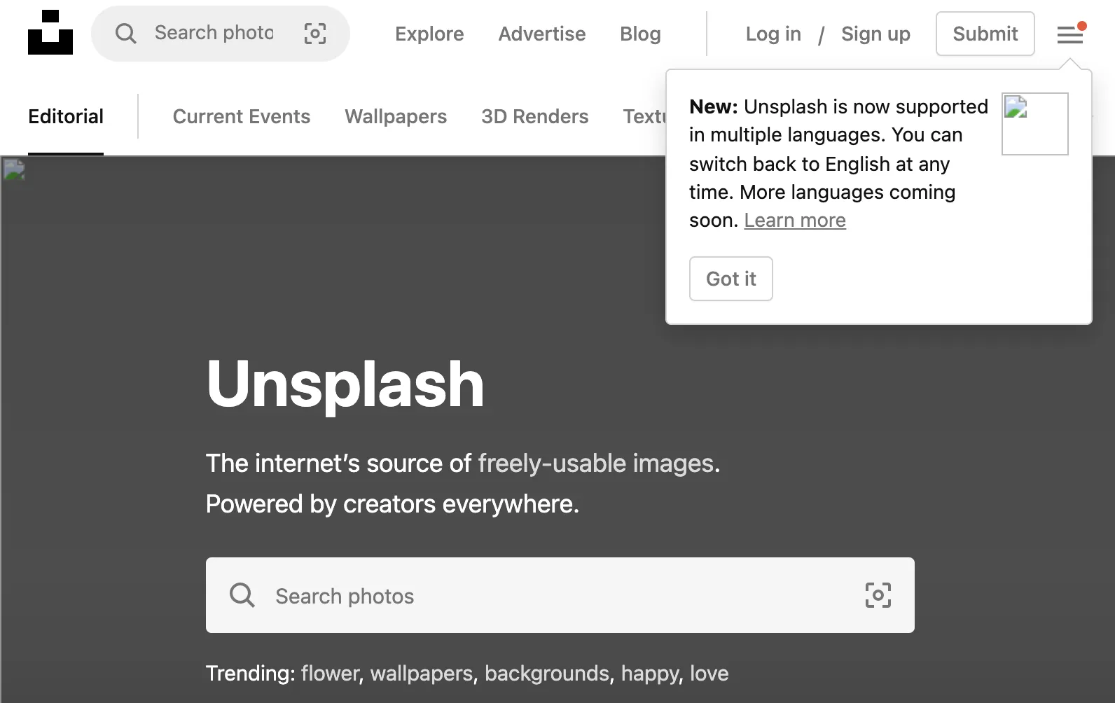 Loading Unsplash without images