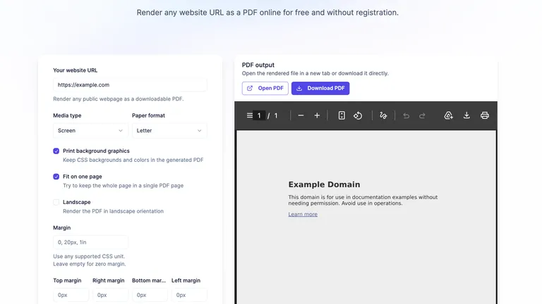 Added a URL to PDF Tool