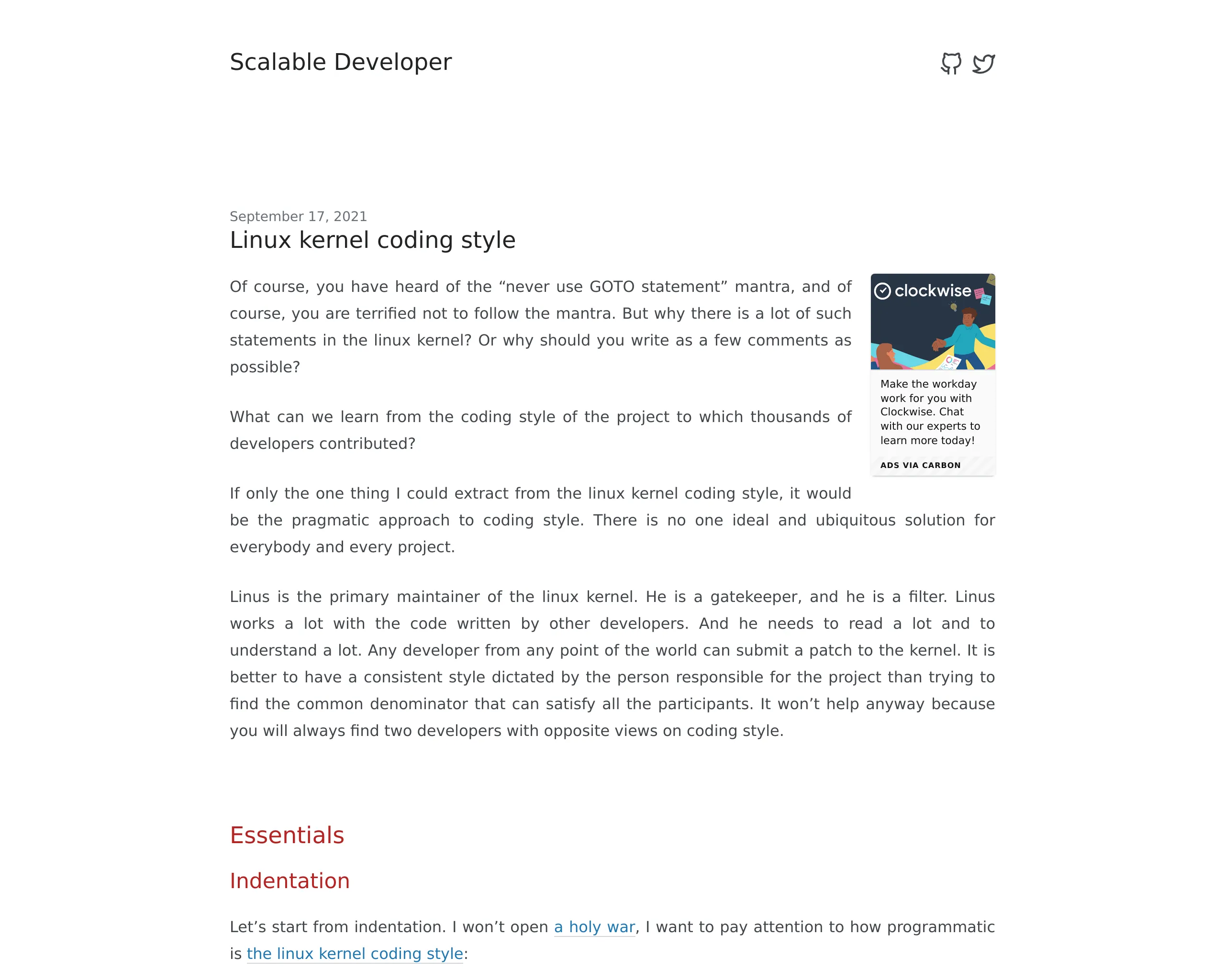 A screenshot of the Scalable Developer site taken by screenshot
API