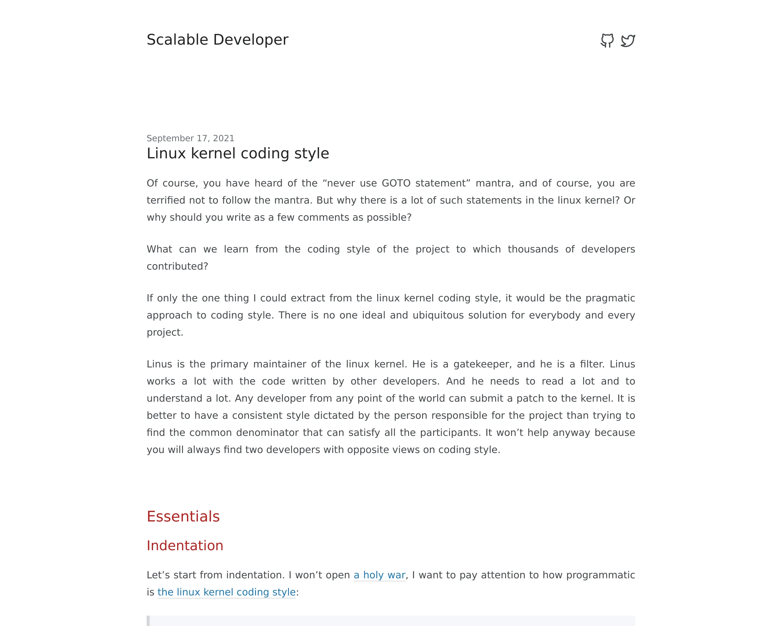 A screenshot of the Scalable Developer site taken by screenshot
API